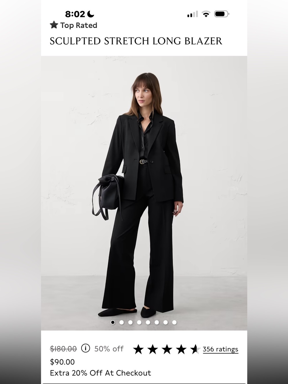 Banana Republic Sculpted Stretch Long Blazer and Pants Set - Black Sz 12/L